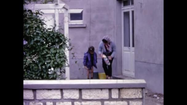 Paris France May 1969 People Outdoor Home Memories 60S — Stock Video