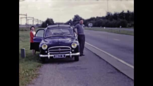 Nancy Fransa Mayıs 1969 Larda Yol Kenarında Arabalar Durdu — Stok video