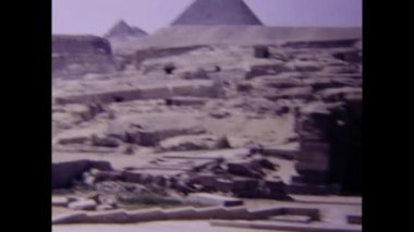 Giza, Mısır 1980: 80 'lerde Giza Piramitleri manzara