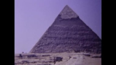 Giza, Mısır 1980: 80 'lerde Giza Piramitleri manzara