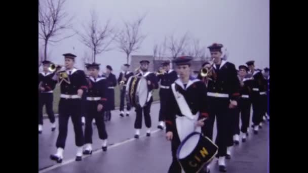 Giza Egypt May 1980 Military Marching Band Parade Scene 80S — Stock Video