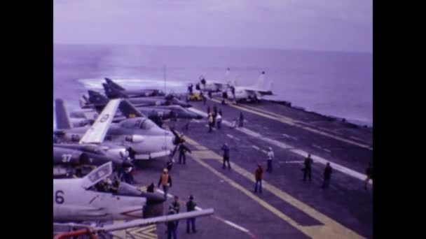 Gizeh Ägypten Mai 1980 Szene Mit Militärflugzeugträgern Den 80Er Jahren — Stockvideo