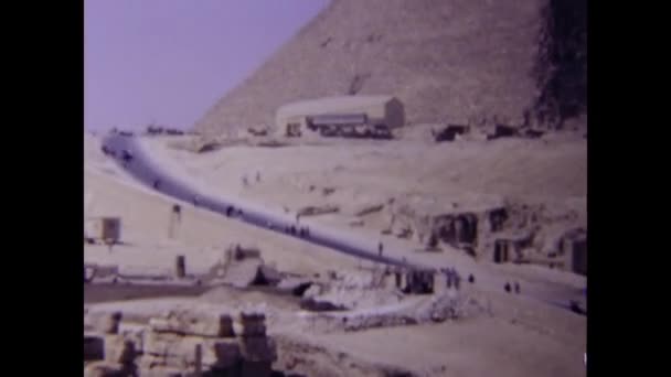 Gíza Egyiptom Május 1980 Gíza Piramisok Táj Jelenet Években — Stock videók