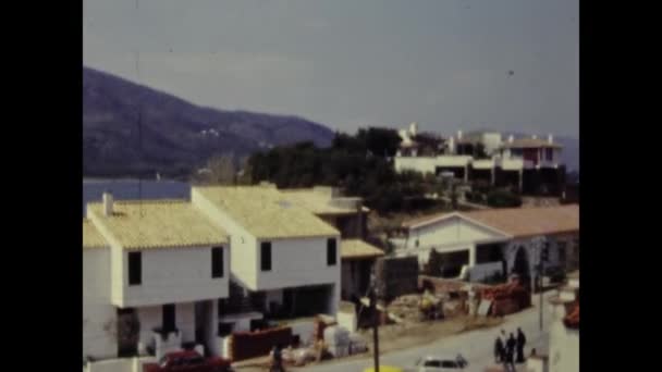 Barcellona Spagna Giugno 1979 Vista Del Villaggio Spagnolo Sul Mare — Video Stock