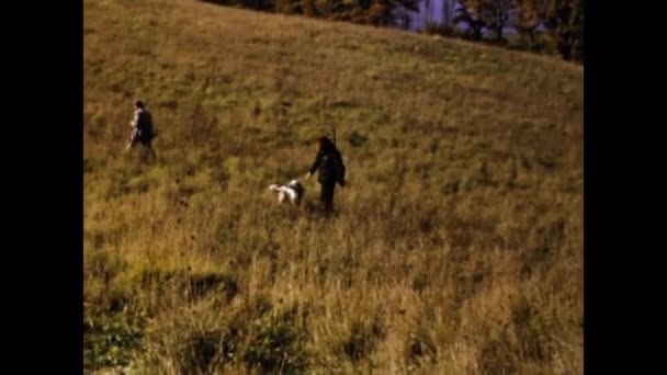 Ravenna Italien April 1973 Jäger Während Eines Jagdausflugs Den 70Er — Stockvideo