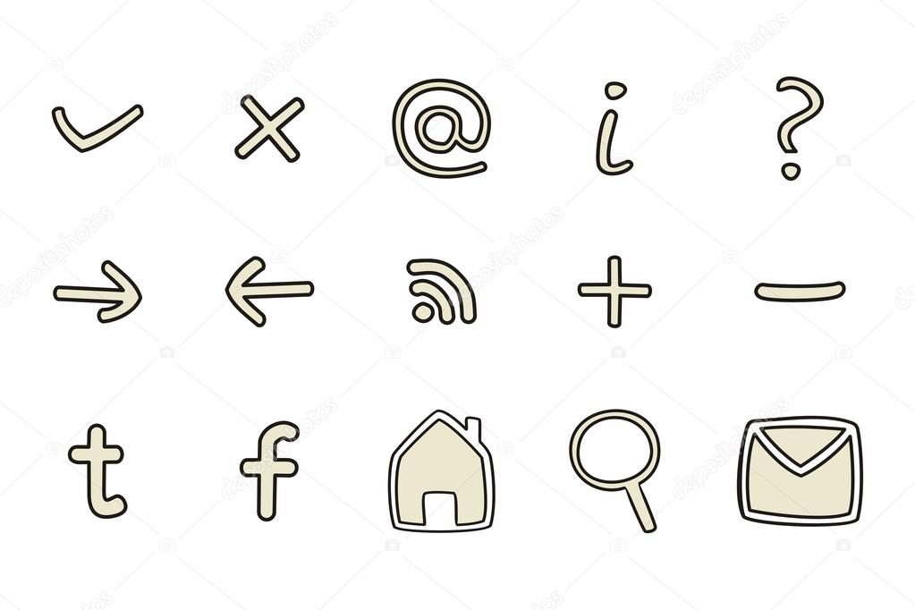 Doodle icons vector set isolated on white background