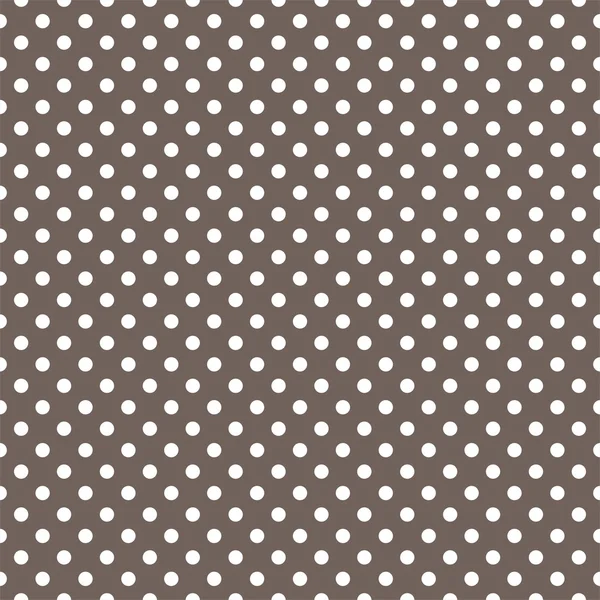 Vector patroon - witte polka dots op bruine achtergrond retro naadloze achtergrond — Stockvector