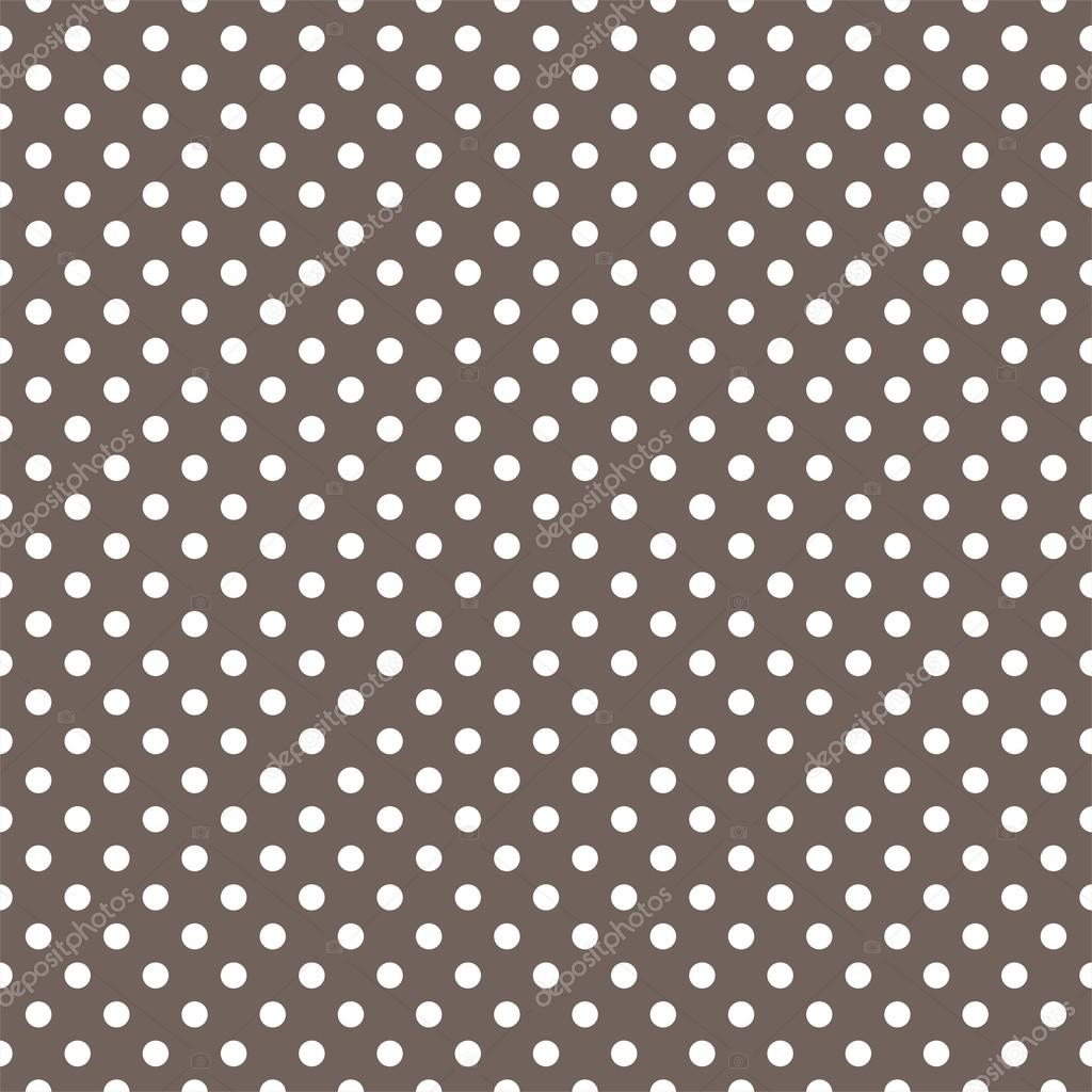Vector pattern - white polka dots on brown background retro seamless background