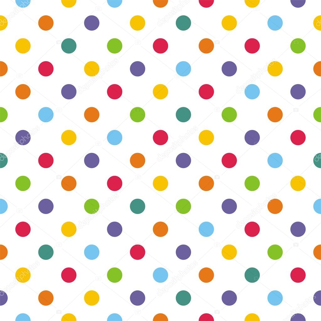 Vector seamless pattern with corolful polka dots on white background