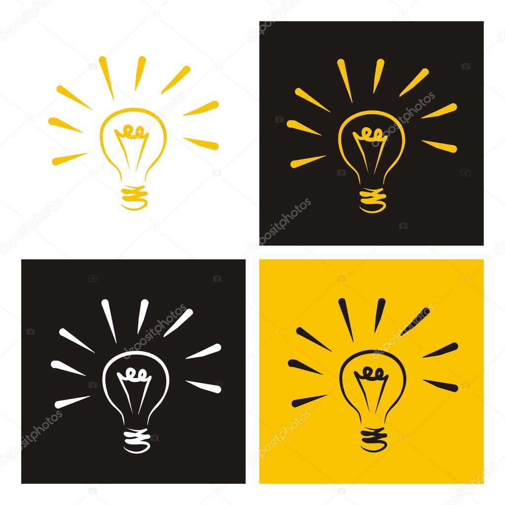 Light bulb vector icons doodle set sign of creative invention