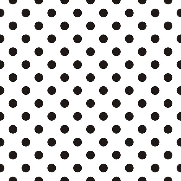 Black polka dots on white background retro seamless vector pattern