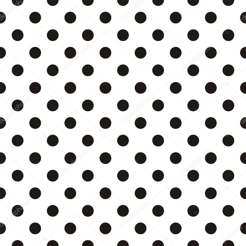 Black polka dots on white background retro seamless vector pattern