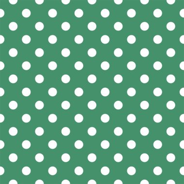 Retro seamless vector texture or pattern with white polka dots on bottle green background clipart