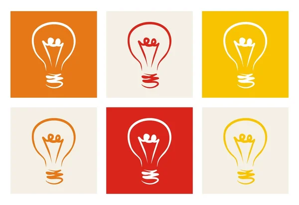 Light bulb vector colorful icon set sign of creative invention — Stock Vector