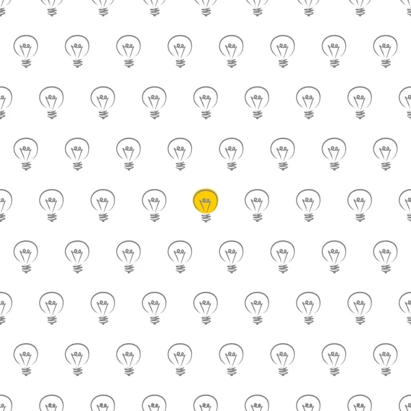 Vector seamless pattern texture background with light bulbs on white — Stock Vector