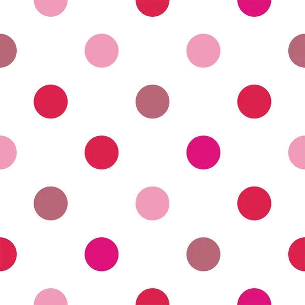 Naadloze vector patroon met roze polka dots op witte achtergrond — Stockvector