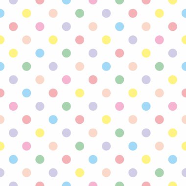 Seamless vector pattern texture with colorful polka dots on white background