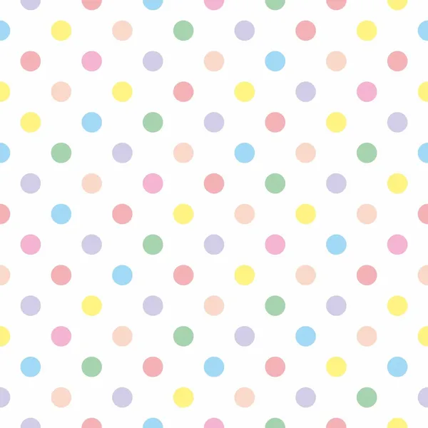 Naadloze vector patroon textuur met kleurrijke polka dots op witte achtergrond — Stockvector