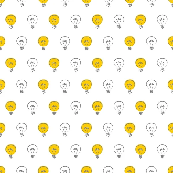 Seamless vector pattern, texture or background with light bulbs — Stock Vector