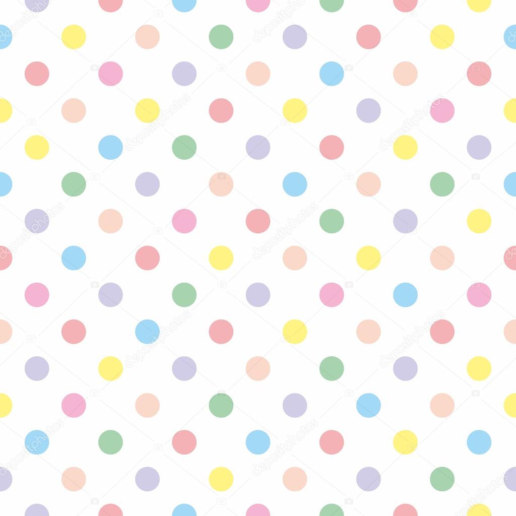 Seamless vector pattern texture with colorful polka dots on white background