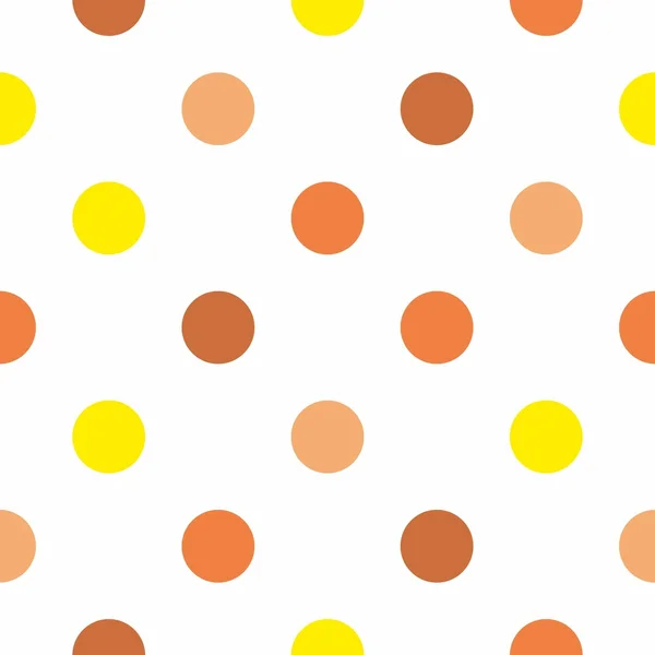 Naadloze vector patroon textuur met kleurrijke herfst polka dots op witte achtergrond — Stockvector