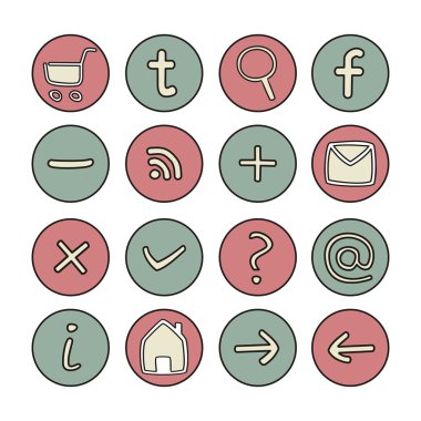 simgeler veya web düğmeleri set - doodle çizilmiş El çizimi