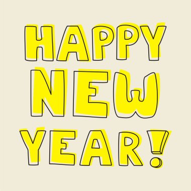 mutlu yeni yıl vektör elle çizilmiş dilek