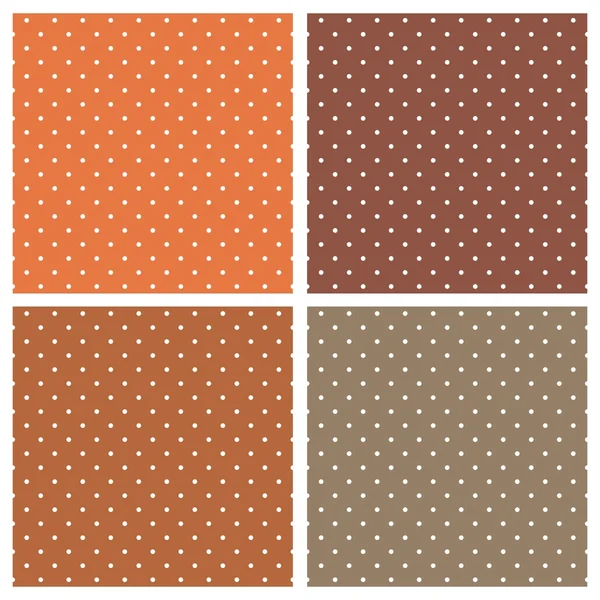 Set with vector seamless patterns or textures with white polka dots on dark and light brown background — Stock Vector