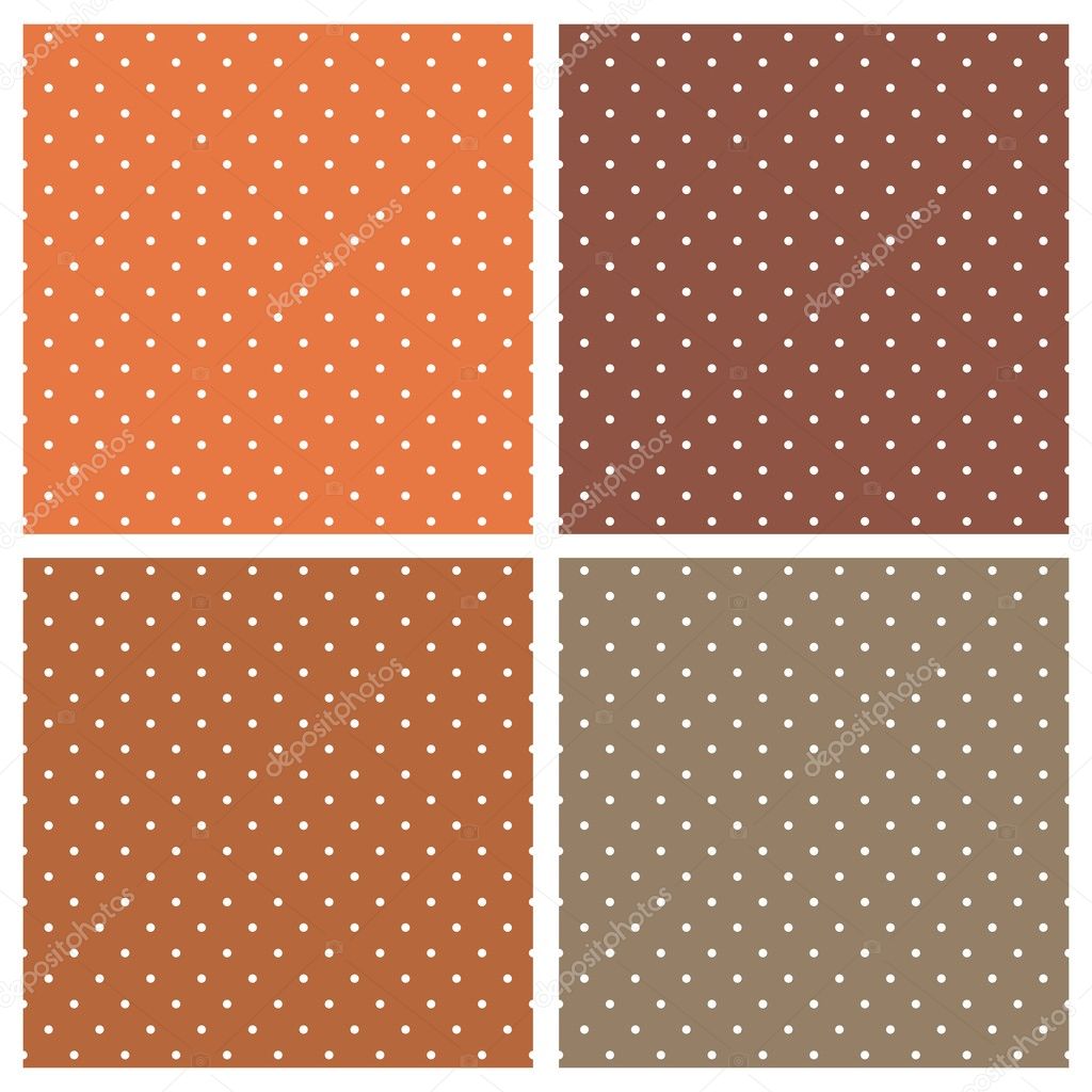 Set with vector seamless patterns or textures with white polka dots on dark and light brown background