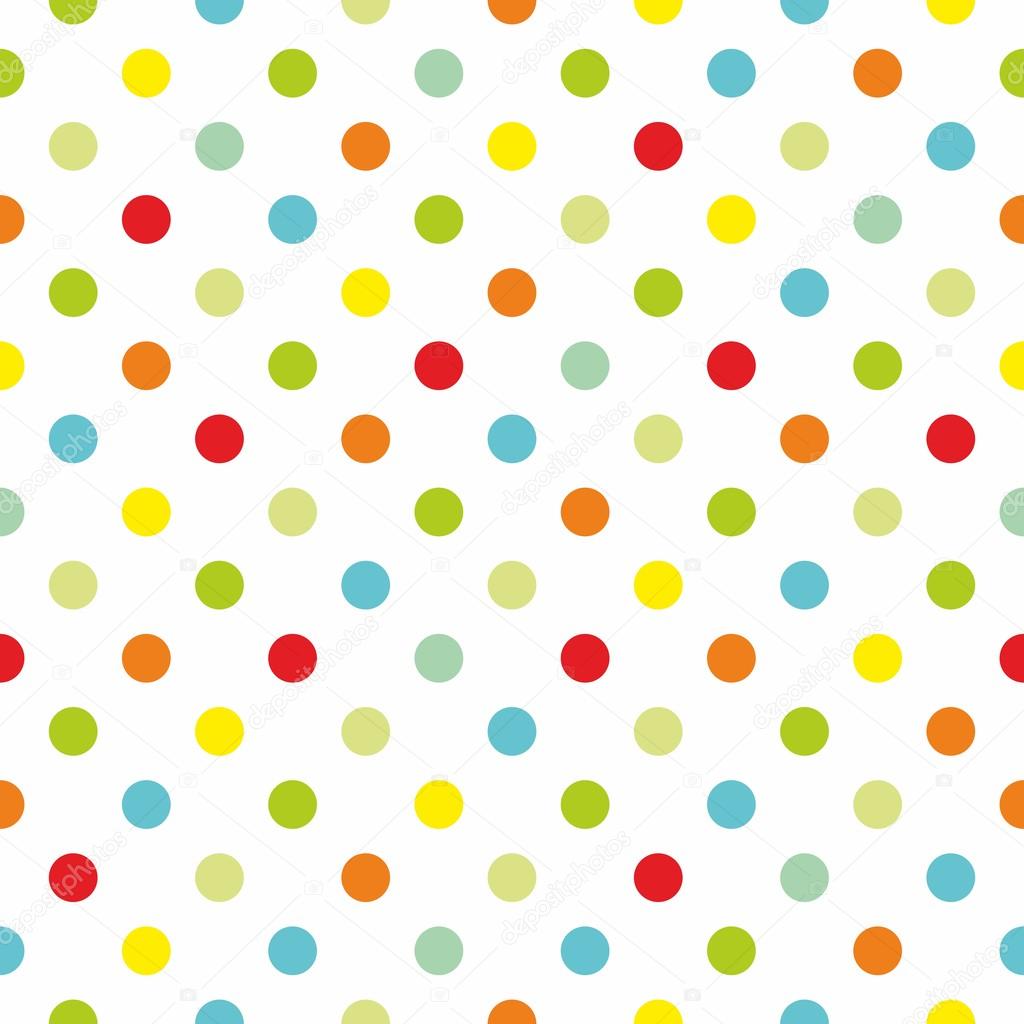 Seamless vector pattern or texture with colorful polka dots on white background