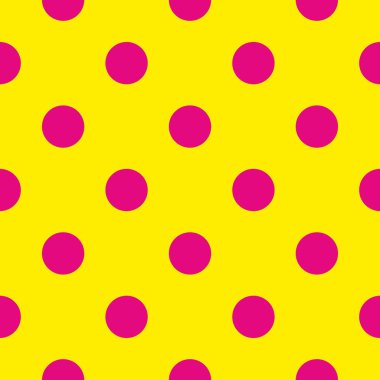 Dikişsiz vektör desen veya doku güneşli Sarı zemin üzerine neon pembe polka noktalı