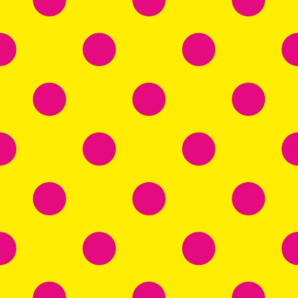 Bezešvá vektorová vzor nebo textury s neon růžové puntíky na slunné žluté pozadí — Stockový vektor
