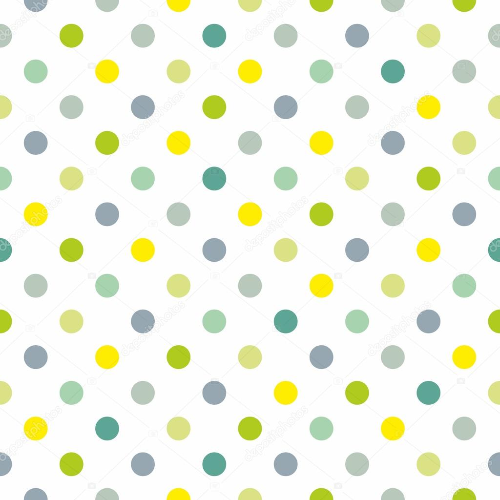 Seamless spring pattern or texture with colorful polka dots on white background