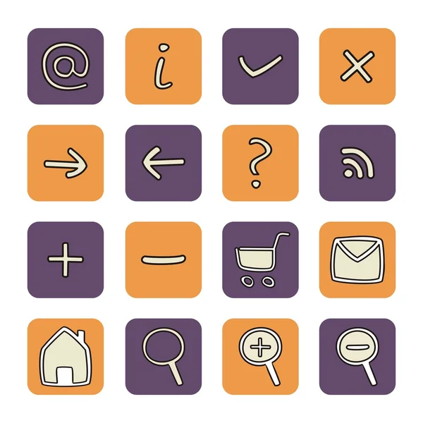 Vector web tools violet en oranje - symbolen knop pictogrammenset — Stockvector