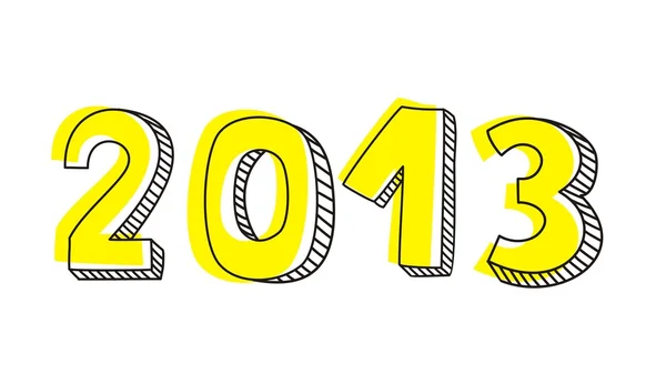 Nouvel An 2013 vecteur dessiné à la main signe doodle ou numéro symbole — Image vectorielle