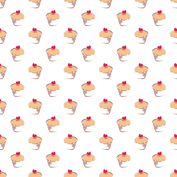Motif ou texture vectorielle sans couture avec cupcakes, muffins, gâteaux sucrés — Image vectorielle