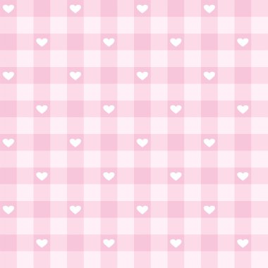 hearts - vektör kareli desen veya doku ile sorunsuz pembe Sevgililer arka plan
