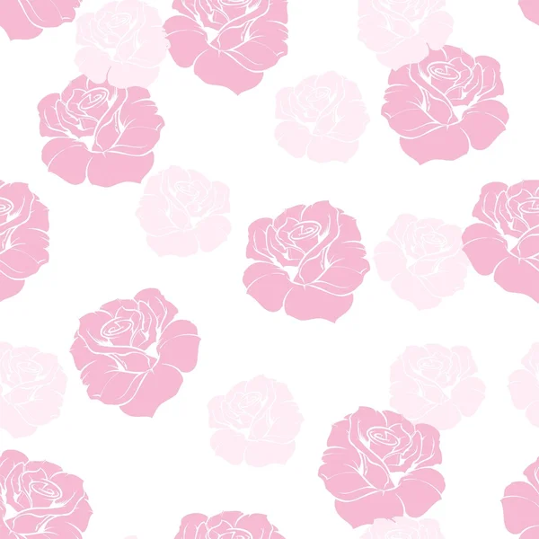 Seamless vector floral pattern elegant pink rose on white background. — Stock Vector