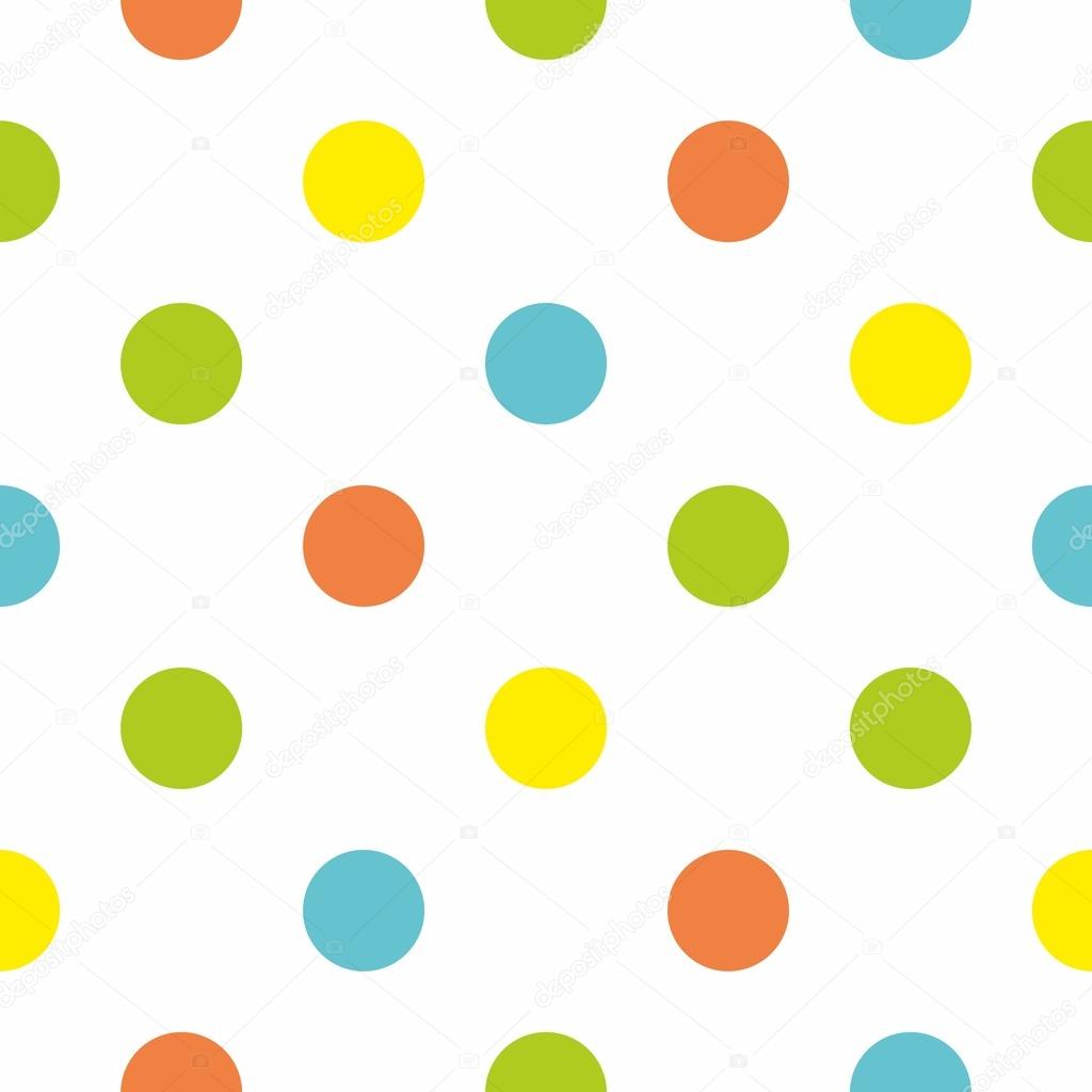 Seamless vector pattern or texture with spring, colorful polka dots on white background for kids background, blog, web design.
