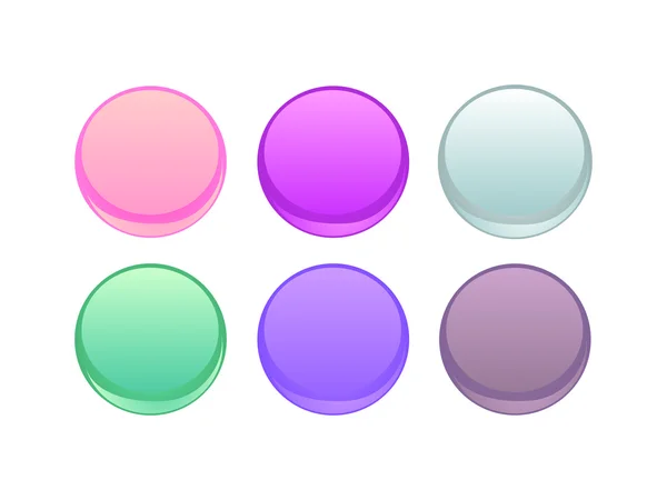 Conjunto de vectores vacíos brillantes botones de tela de colores aislados sobre fondo blanco — Archivo Imágenes Vectoriales