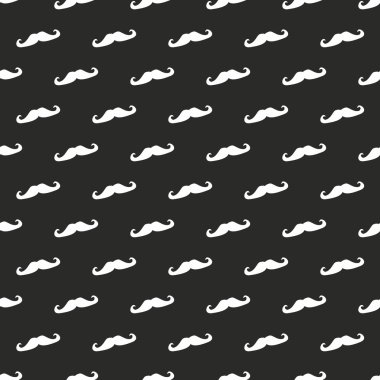 sorunsuz karanlık vektör desen, arka plan veya doku siyah arka plan üzerine beyaz kıvırcık vintage retro beyefendi bıyıklı. yenilikçi web siteleri, masaüstü duvar kağıdı, blog, web tasarım.