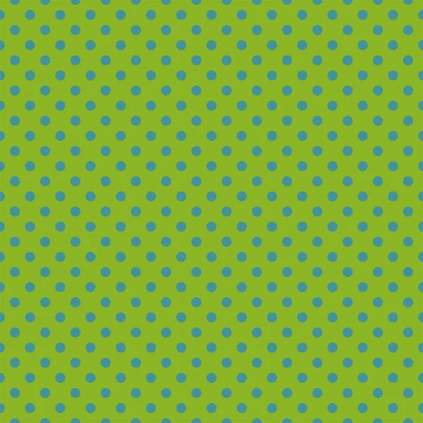 Seamless vector fresh spring pattern or texture with ocean blue polka dots on grass green background — Stock Vector