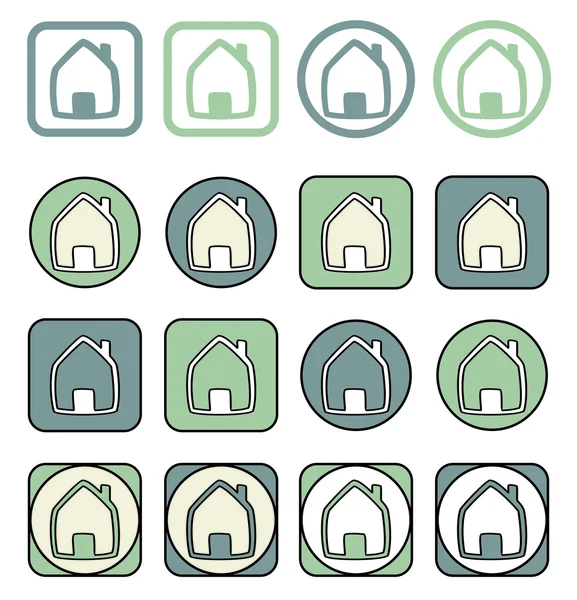 Inicio icono vector conjunto. Casa en diferentes formas aisladas sobre fondo blanco. Signo o símbolo inmobiliario — Archivo Imágenes Vectoriales