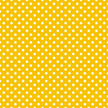 Seamless vector pattern with small white polka dots on a sunny yellow background. clipart