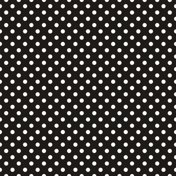 Seamless vector dark pattern with white polka dots on black background. — Stock Vector