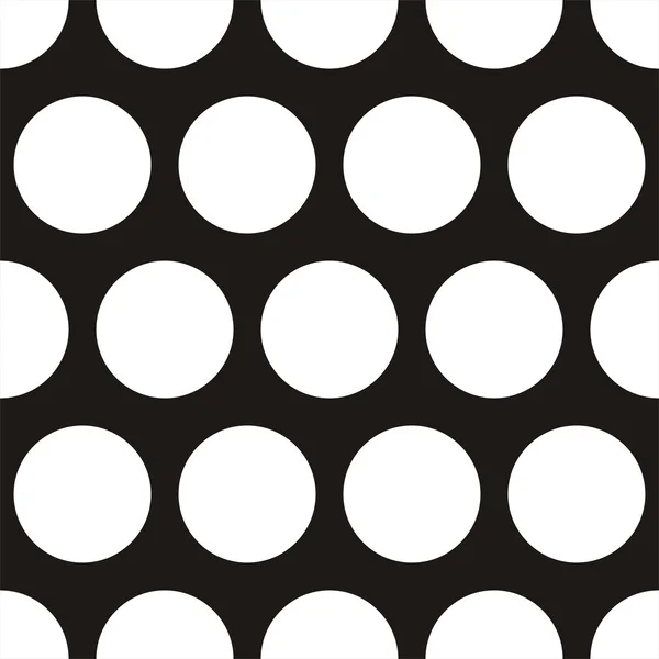 Seamless vector dark pattern with huge white polka dots on black background. — Stock Vector