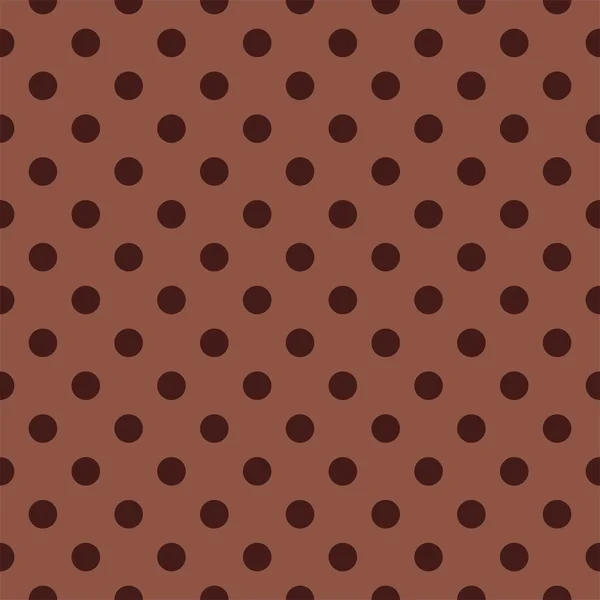 Naadloze vector patroon met donkere bruin polka dots op een chocolade bruin achtergrond. — Stockvector