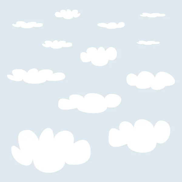 White clouds on light blue sky background - vector set. — Stock Vector