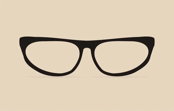 Occhiali neri vettoriali con supporto spesso - illustrazione hipster retrò isolato su sfondo beige — Vettoriale Stock