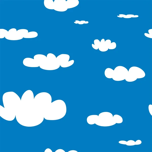 Patrón, fondo o textura sin costuras con nubes blancas sobre fondo azul oscuro del cielo del verano . — Vector de stock